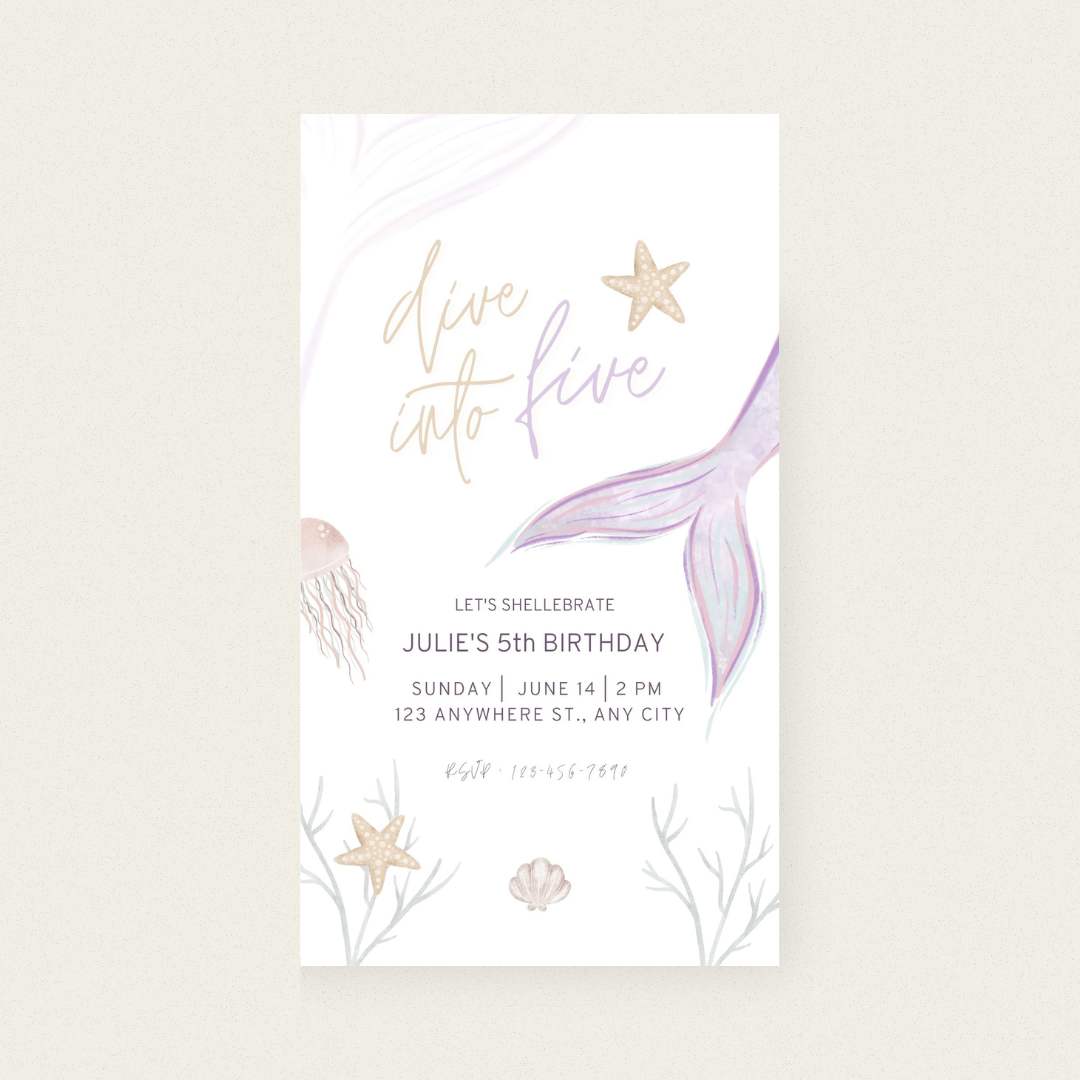 Animated Mermaid Birthday Invitation – Editable Canva Template