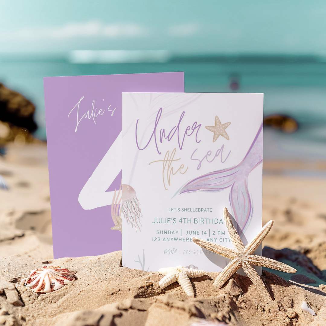 Mermaid Birthday Invitation – Editable Canva Template
