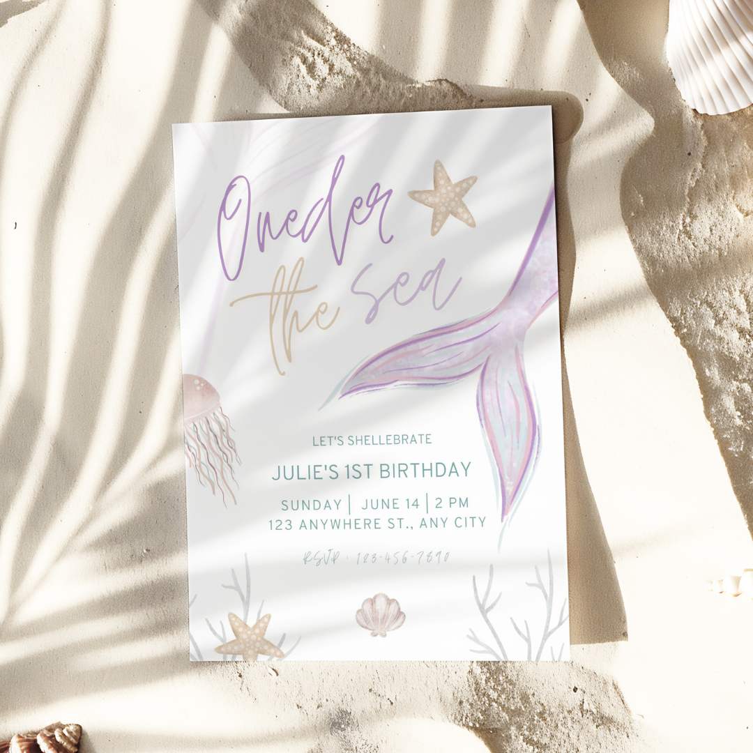 Mermaid Birthday Invitation – Editable Canva Template