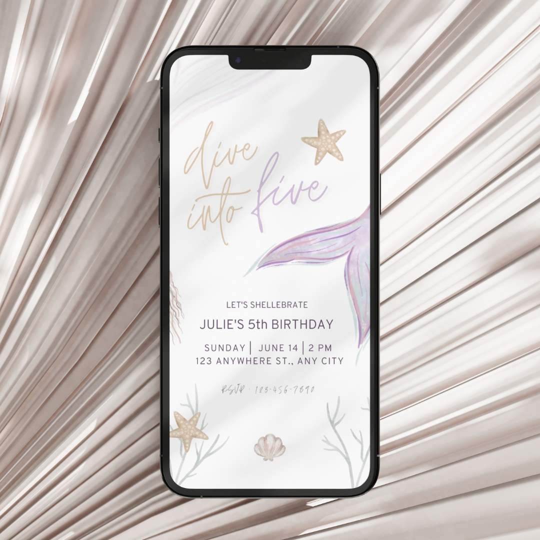 Animated Mermaid Birthday Invitation – Editable Canva Template