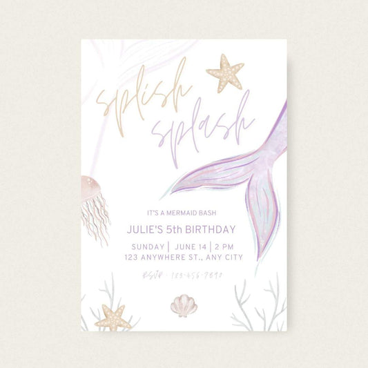 Mermaid Birthday Invitation – Editable Canva Template