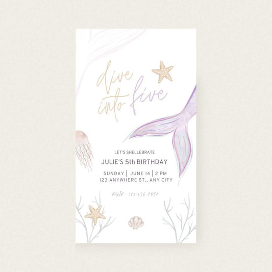 Animated Mermaid Birthday Invitation – Editable Canva Template