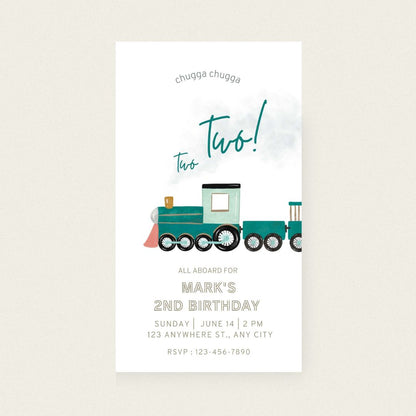 Animated Train Birthday Invitation - Editable Canva Template