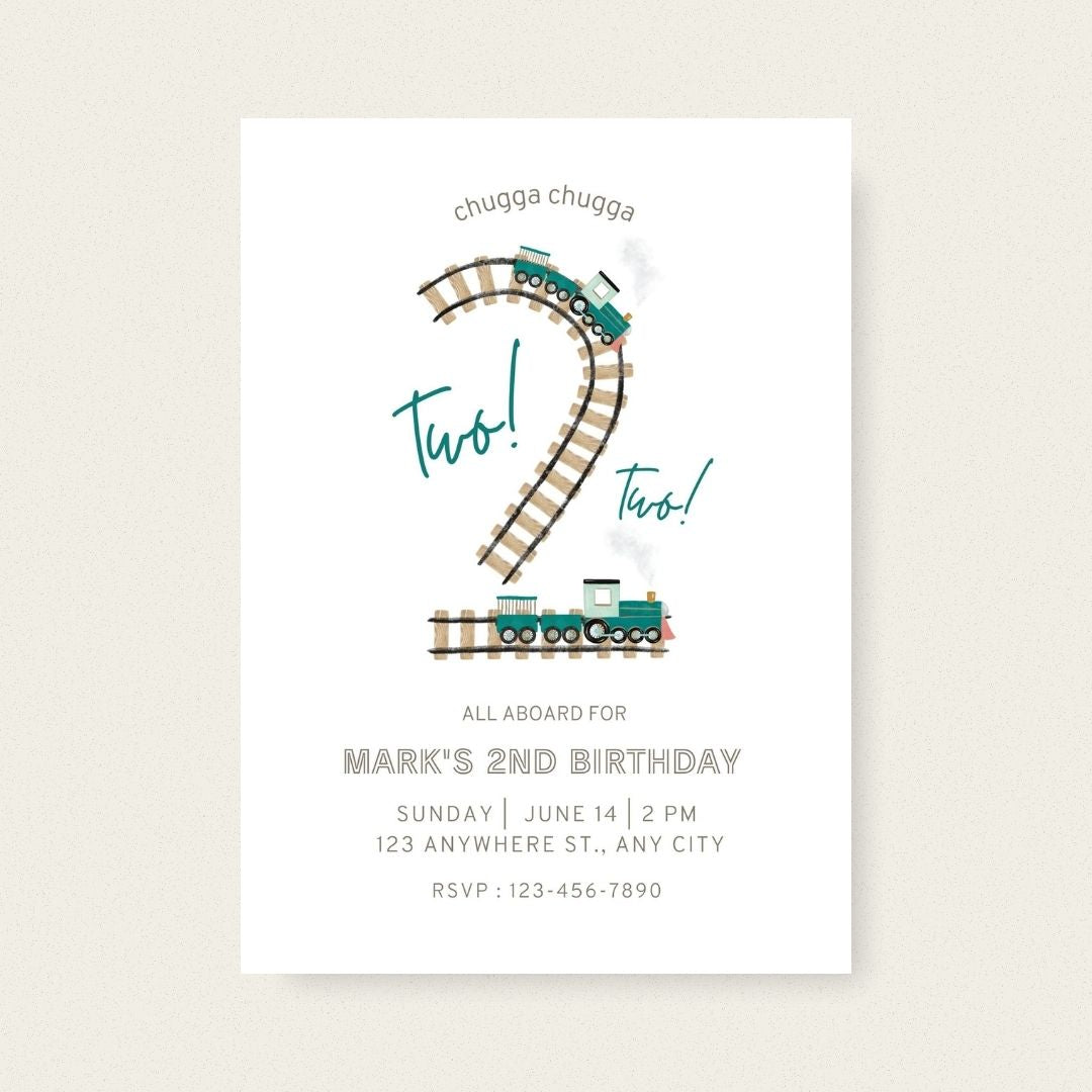 Chugga Chugga Two Two Invitation – Editable Canva Template
