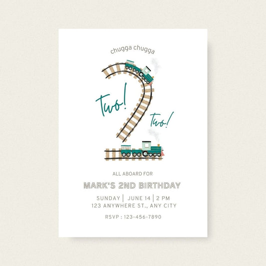 Chugga Chugga Two Two Invitation – Editable Canva Template