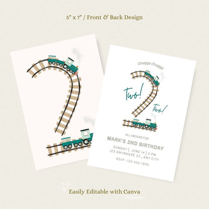 Chugga Chugga Two Two Invitation – Editable Canva Template