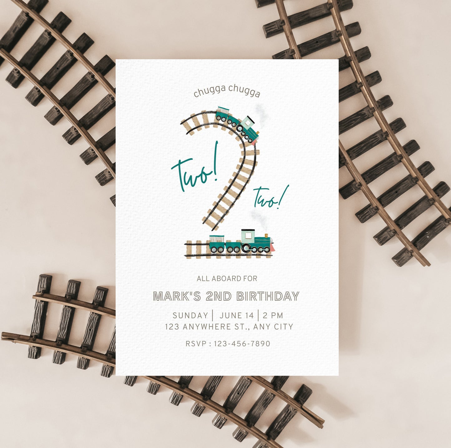 Chugga Chugga Two Two Invitation – Editable Canva Template