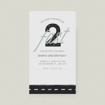 Animated Two Fast Race Car Birthday Invitation – Editable Canva Template