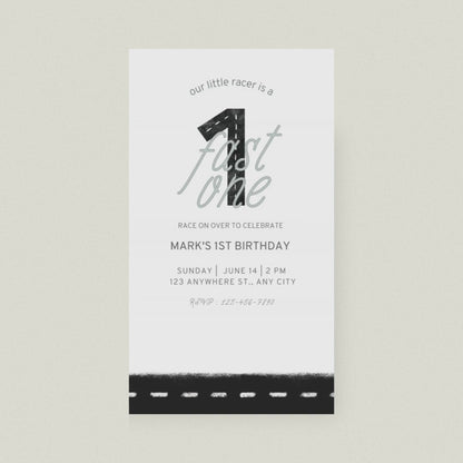 Animated Fast One Race Car Birthday Invitation – Editable Canva Template