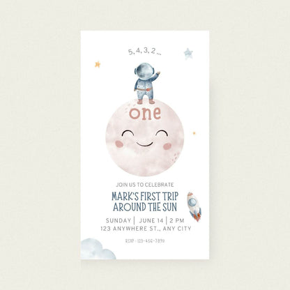Animated Space Birthday Invitation - Editable Canva Template